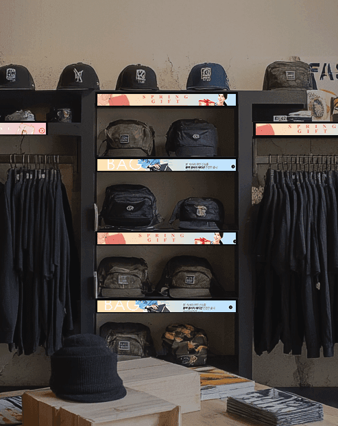 Edgeline electronic shelf labels on shelves — example 7