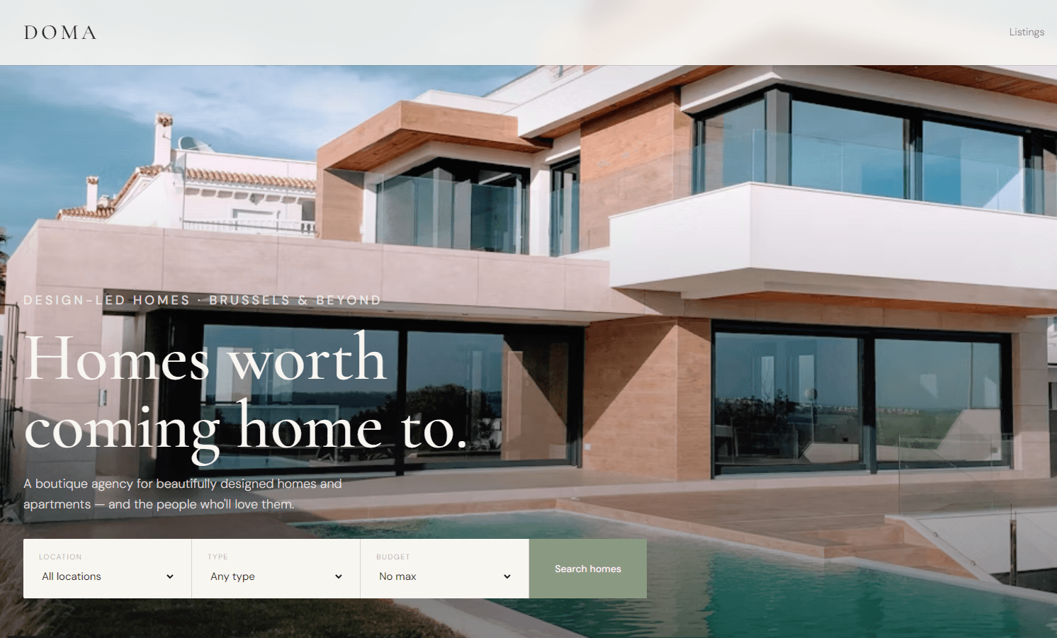 Doma — example website built by the studio