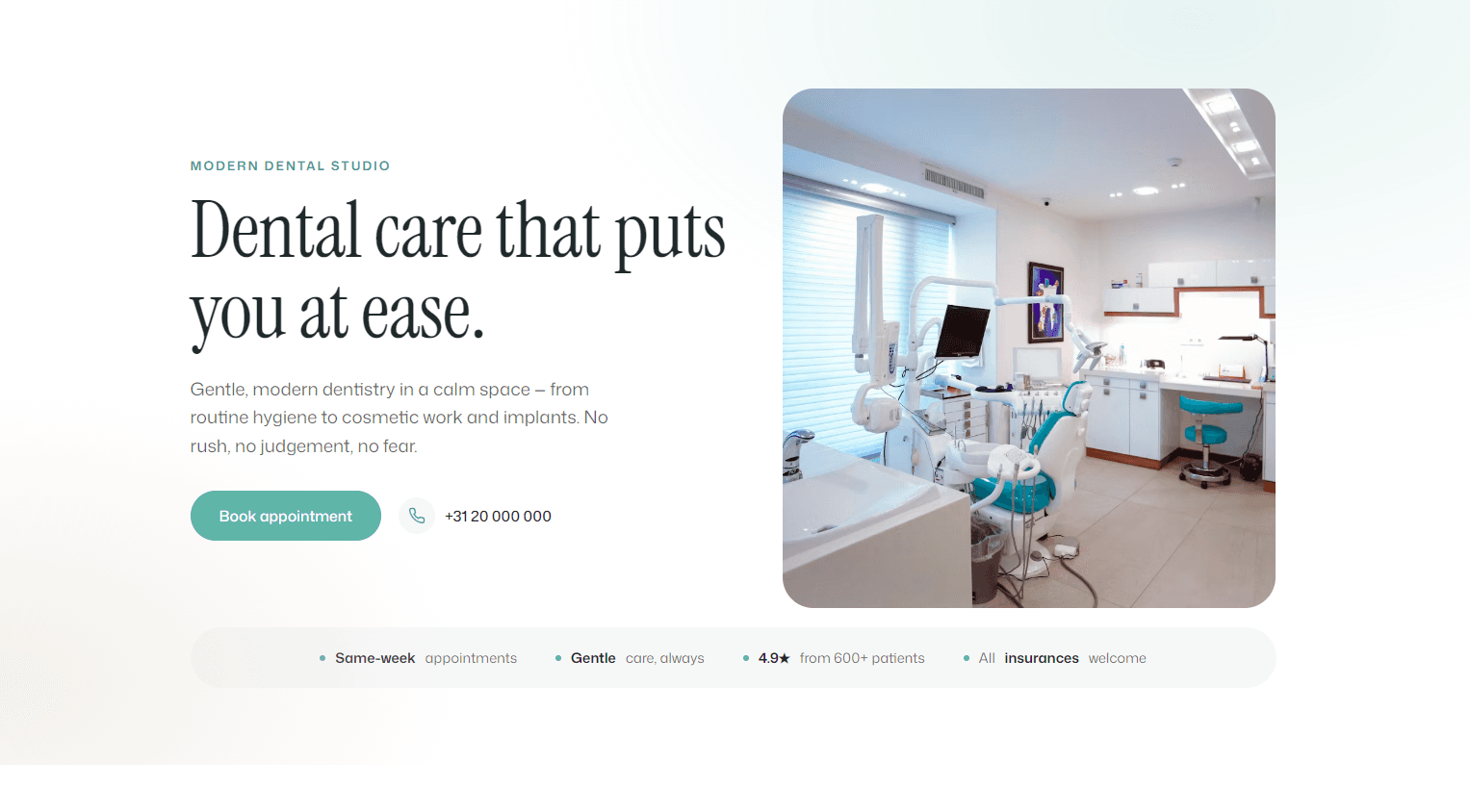 Sereine — example website built by the studio